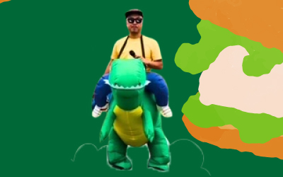 カラフルな恐竜スーツの子どもたち